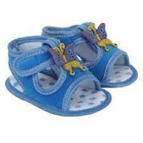 Sky Blue Cotton Printed Unisex Baby Sandals Heel Size: Low Heal