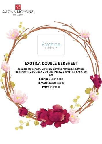 Exotica 246x220 Cm Printed 100% Cotton Double Bedsheet With 2 Pillow Covers