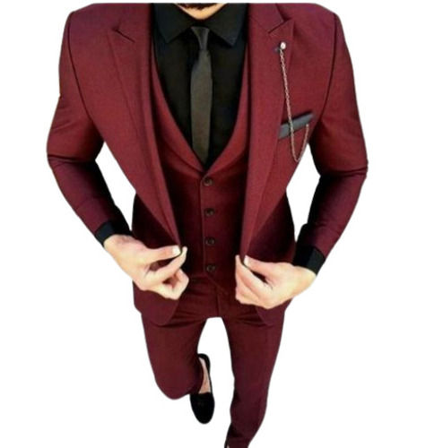 Multi Color 3 Piece Style Full Sleeves Slim Fit Dry Clean Men's Plain Designer Suits