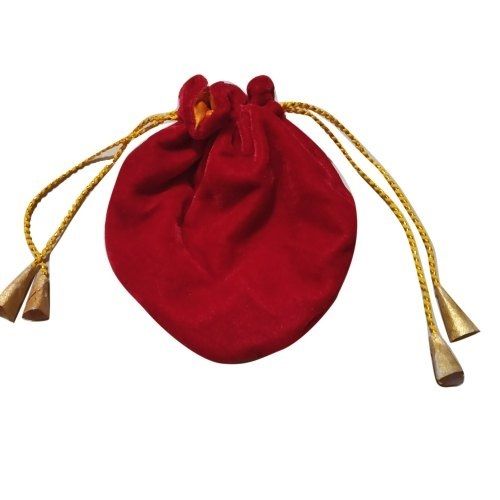 Multi Color 500gm Capacity Handmade Velvet Potli Bag With Rope Handle