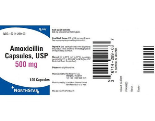 Northstar Amoxicillin 500 MG Antibiotic Capsules USP, 10x10 Pack