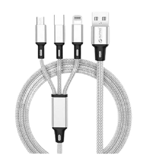 Semi Automatic 1.2 Meter Cable Length Fast Charging Ap101 3 In 1 Usb Data Cable