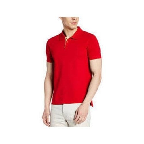 Casual Wear Mens Short Sleeve Red Plain Cotton T-Shirt