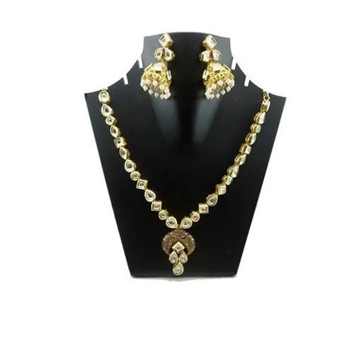 Red Golden Plating Beaded Neckless And Earrings Set For Party Wear