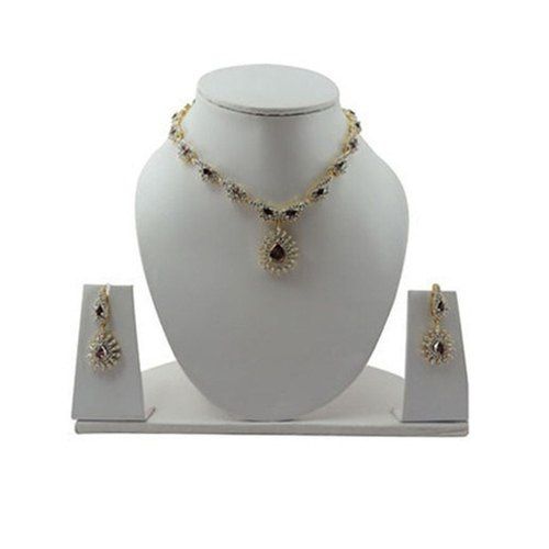 High Gold Plating American Diamond Necklace Set For Party Wear