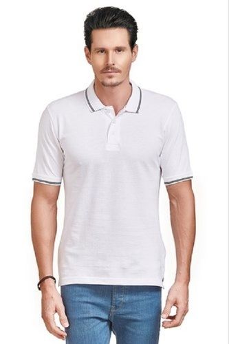 Mens Plain Dyed Polo Neck Short Sleeve White Cotton Party Wear T-Shirt Application: Industrial