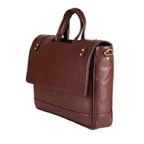 Plain Brown Color Leather Office Bag With High Weight Holding Capacity