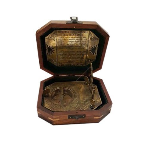 Antique Portable Brass Compass - Color: Brown