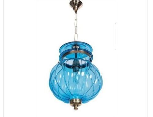 Antique Pumpkin Design Glass Lamp For Home Decorative With Blue Color