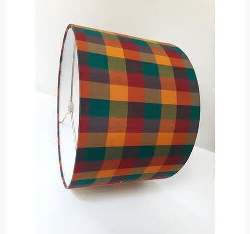 Check Cotton Lamp Shade With Height 11 Inch And Plastic Body Material, Cotton Fabrics