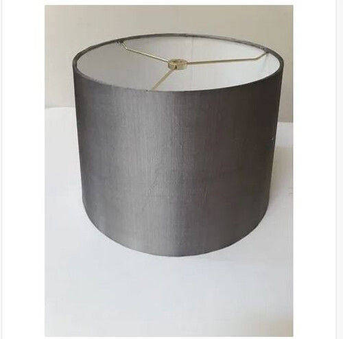 Grey Color Lamp Shade With Height 12 Inch And Plastic Body Material, Cotton Fabrics