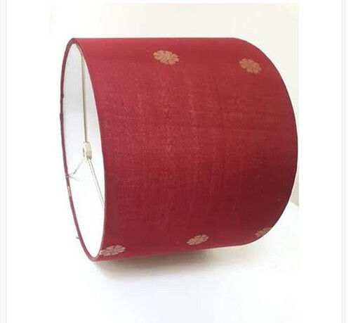 Maroon Brass Lamp Shade With Height 12 Inch And Brass Body Material, Cotton Fabrics