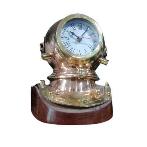 Model Sea Copper Helmet Table Clock 3-4 Kg - Color: Brown