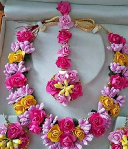 Multi Color Beads And Pearls Material Flower Artificial Necklace Sets