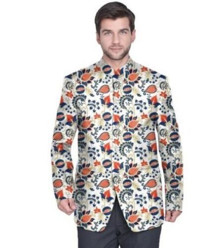 Multi Color Khadi Fabric Full Sleeves Regular Fit Printed Pattern Party Wear Men'S Jodhpuri Suit 