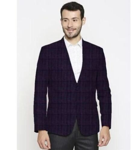 Multi Color Linen Fabric Full Sleeves Slim Fit Check Pattern Party Wear Men's Blazers