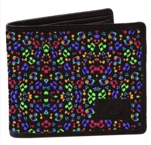 Multi Color Pure Leather Material 5 Card Slots Bi Fold Men'S Musical Note Printed Leather Wallet