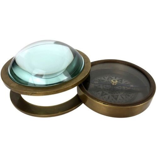 Polished Brass Compass - Round Shape, Weight up to 500 gm, Brown Color, For Direction