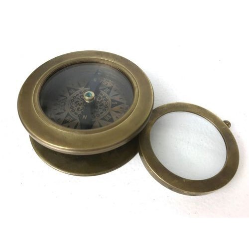 Round Vintage Antique Compass - Color: Brown