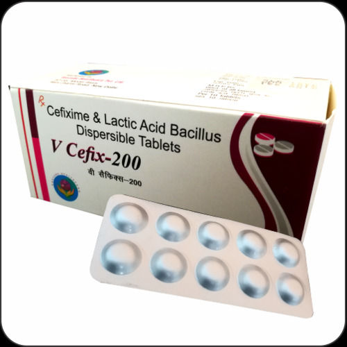 V Cefix-200 Cefixime And Lactic Acid Bacillus Dispersible Antibiotic Tablets, 10x10 Alu Alu