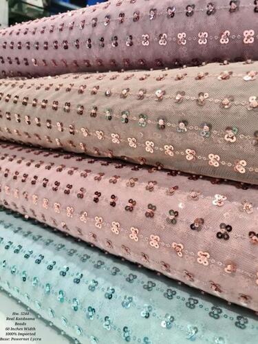 100-150 GSM Sequins Embroidery Fabric For Making Garments