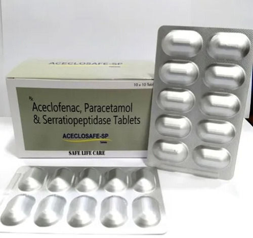 Aceclofenac Paracetamol And Serratiopeptidase Tablets, 10x10 Tablets Blister Pack