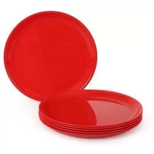 Fine Finished Microwave Safe Red Round Plastic Dinner Plate