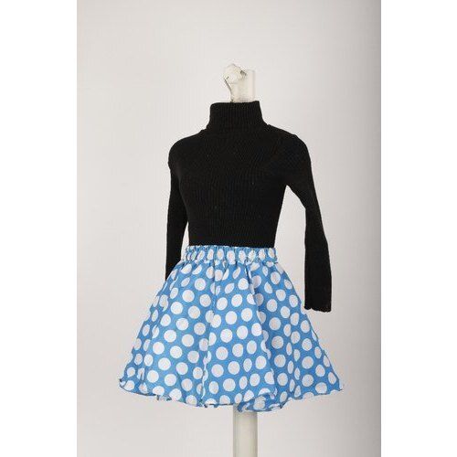 Full Sleeve Top And Dotted Pattern Skirt Dance Costumes For Girls