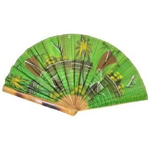 Light Weight And Round Shape Green Bamboo Hand Fans