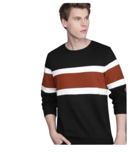 Multi Color Full Sleeves Regular Fit Striped Pattern Hoodie Style Men's Sweatshirts