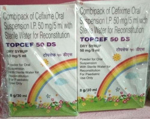 Topcef 50 Ds Combipack Of Cefixime Oral Suspension Ip 50mg/5ml With Sterile Water For Reconstitution