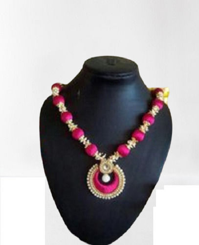 High Quality Multi Color Silk Thread Material Artificial Necklace Set For Party Wear