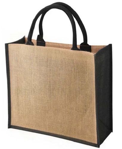 Rectangular Shape And Plain Jute Shopping Bag With High Weight Bearing Capacity