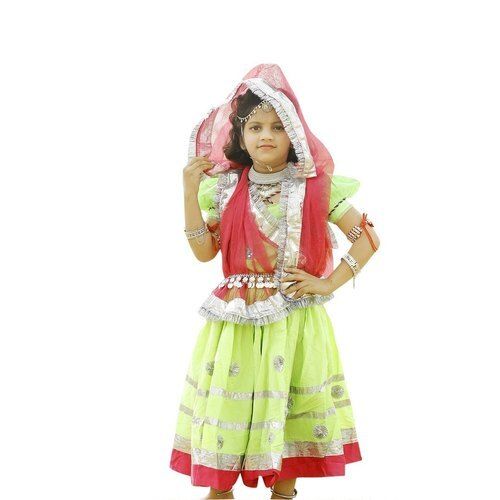 Round Neck And Short Sleeves Multi Color Folk Dance Costumes With Dupatta