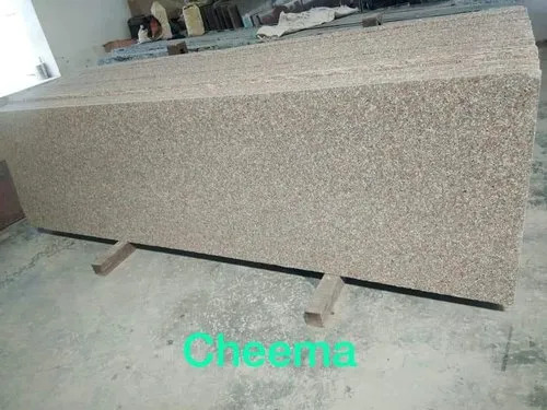 Appealing Look Crack Resistance Cheema Pink Granite Slab - Thickness 15-20 mm | Polished Finish, Anti Bacterial, Scratch Resistant, Sturdy Design, Gold and Black Color
