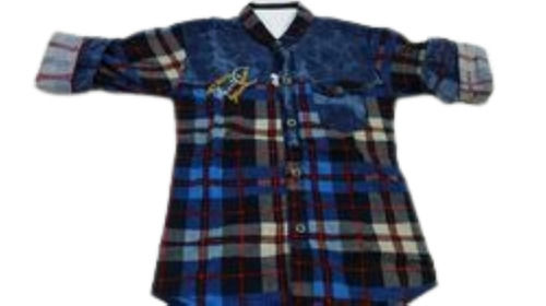 Casual Wear Full-Sleeves Comfortable Cotton Check Printed Shirt For Boys