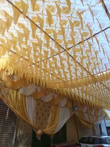 Plain Single Layered Tent Ceiling [21] - Golden And White Capacity: 5+ Person