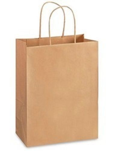 Brown Recyclable Disposable Rectangular Customizable Embossing Kraft Paper Hand Bag