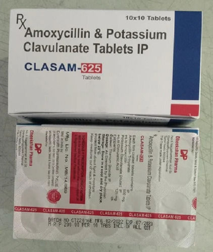 Clasam-625 Amoxycillin Trihydrate And Potassium Clavulanate Antibiotic Tablet