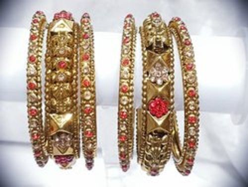 Multi Color Brass And Alloy Material Round Shape Designer Bangles