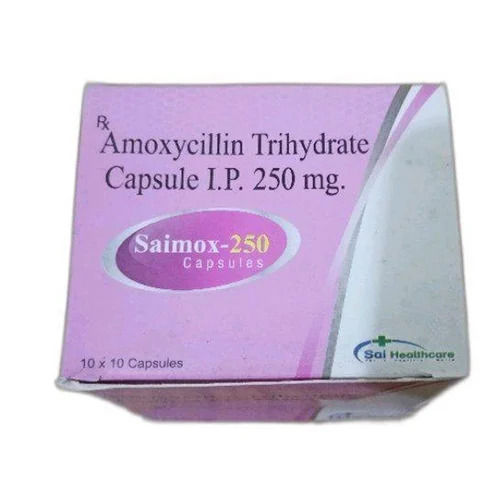 Saimox-250 Amoxicillin Trihydrate 250 MG Antibiotic Capsules, 10x10 Pack