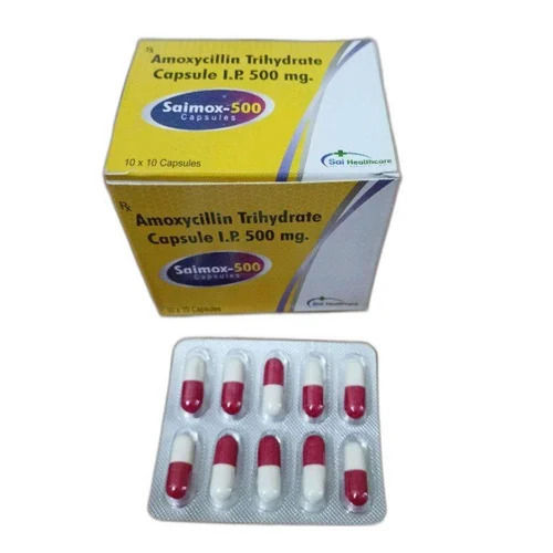 Saimox-500 Amoxycillin Trihydrate 500 Mg Antibiotic Capsule, 10x10 Blister