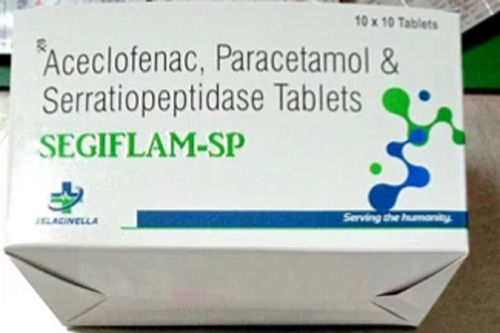 Segiflam-SP Aceclofenac, Paracetamol & Serratiopeptidase Tablets, 10*1*10 Tablets Blister Pack