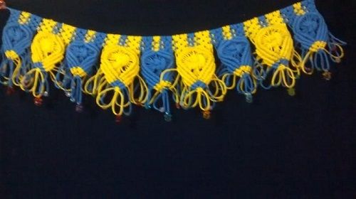 Yellow And Blue Color Macrame Door Toran