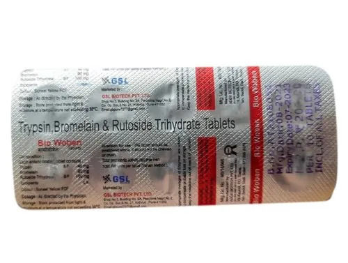 White / Gray Bio Woben Trips In Bromelain And Rutoside Trihydrate Tablets