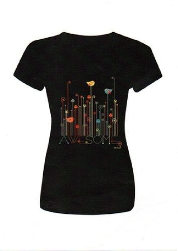 Black Printed Casual Combination Ladies Cotton T-Shirts