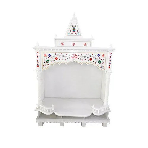 Makrana White Handmade Marble Temple - 4ft x 2ft x 5ft Easy to Clean | Crack Resistant Eco-Friendly Enthralling Design