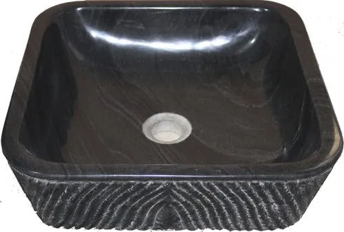 Easy To Clean Dust Resistance Table Top Square Black Engraving Wash Basin