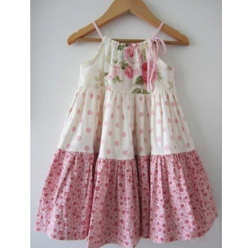 Sleeveless Casual Wear Girl Kids Cotton Printed Frocks