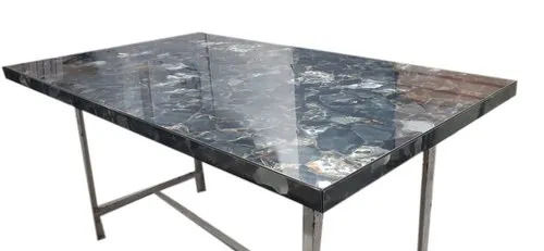 Easy To Clean Rectangular Emerald Black Marble Table Top (Thickness 24mm)
